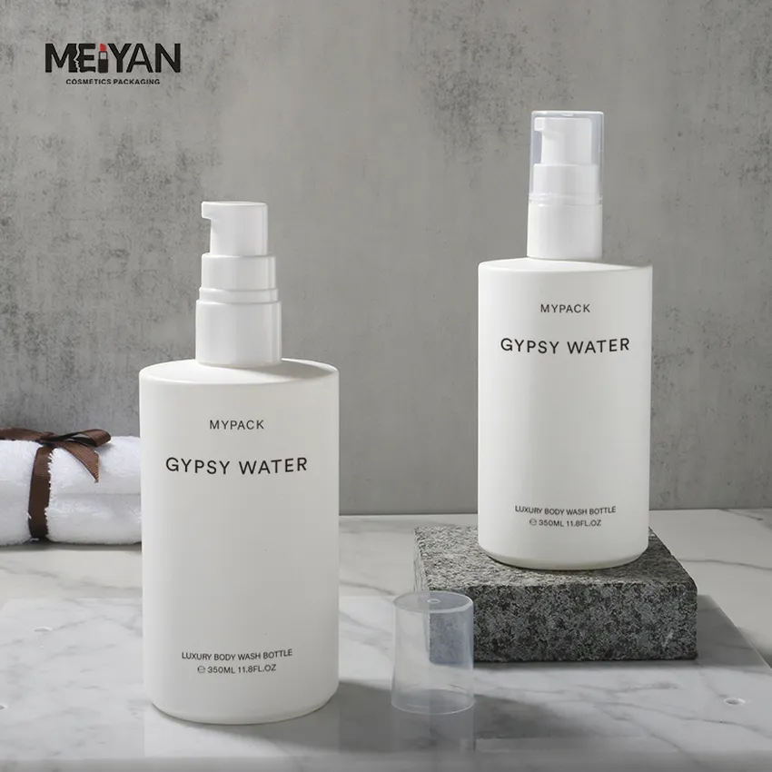 MYPACK luxury 225ml280ml350ml round cylinder soft touch matte frosted white mousse shampoo and cleansing foam pump bottle