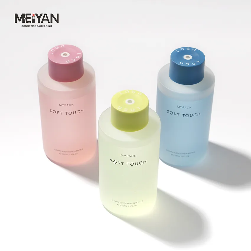 MYPACK semi transparent soft touch shampoo and conditioner body lotion hair oil plastic squeeze bottles with lock twist cap