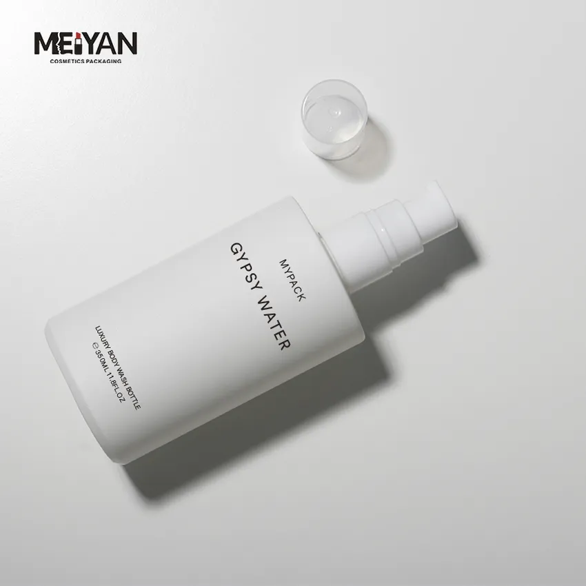 MYPACK luxury 225ml280ml350ml round cylinder soft touch matte frosted white mousse shampoo and cleansing foam pump bottle