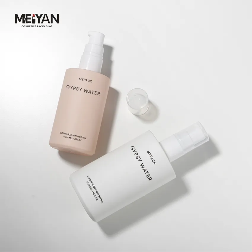 MYPACK luxury 225ml280ml350ml round cylinder soft touch matte frosted white mousse shampoo and cleansing foam pump bottle