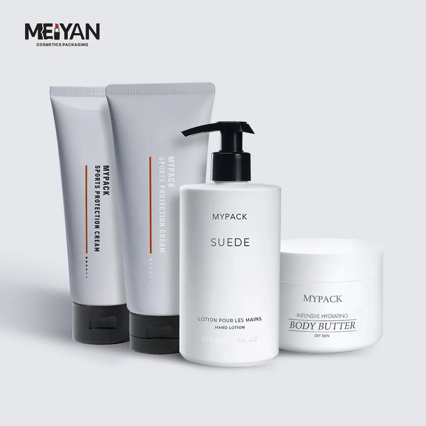 MYPACK custom matte white Shampoo Conditioner hair care and Body wash cream tube packaging combo set bottle