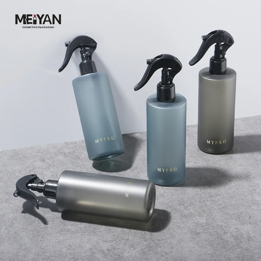 MYPACK luxury frosted transparent hair mist spray bottle 250ml 300ml 500ml pet plastic spray bottle with trigger spray