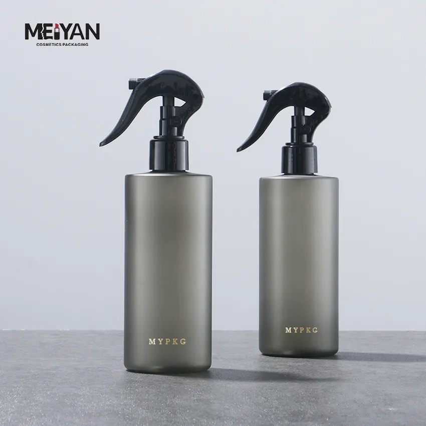 MYPACK luxury frosted transparent hair mist spray bottle 250ml 300ml 500ml pet plastic spray bottle with trigger spray