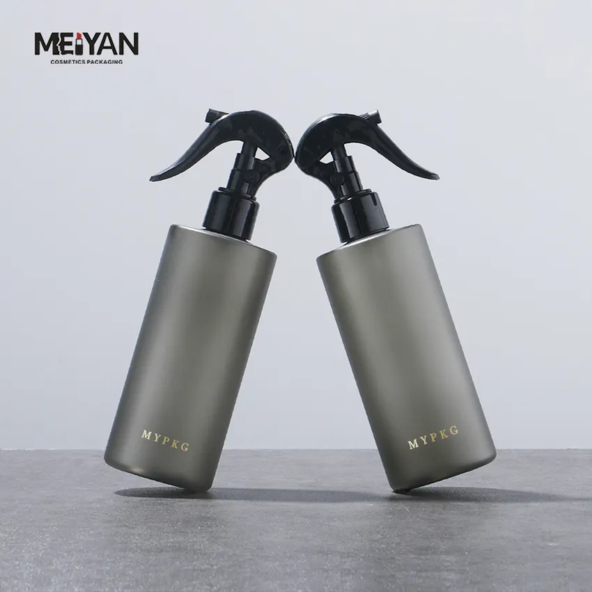 MYPACK luxury frosted transparent hair mist spray bottle 250ml 300ml 500ml pet plastic spray bottle with trigger spray