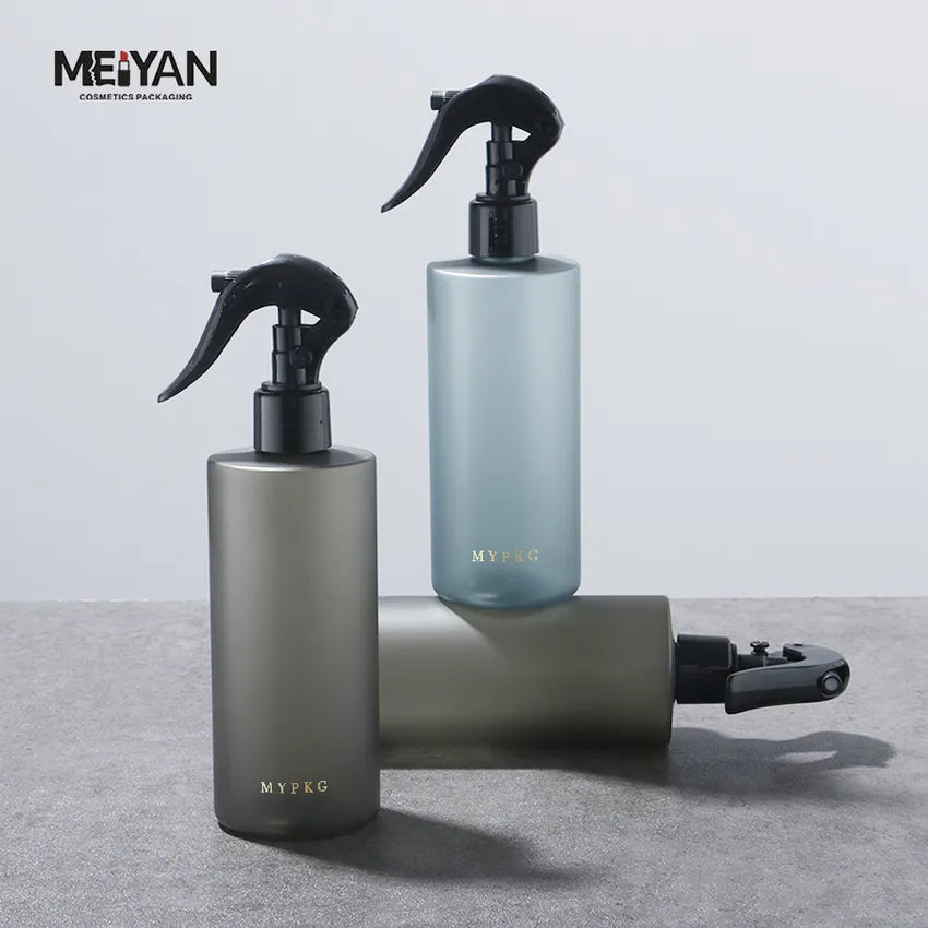 MYPACK luxury frosted transparent hair mist spray bottle 250ml 300ml 500ml pet plastic spray bottle with trigger spray