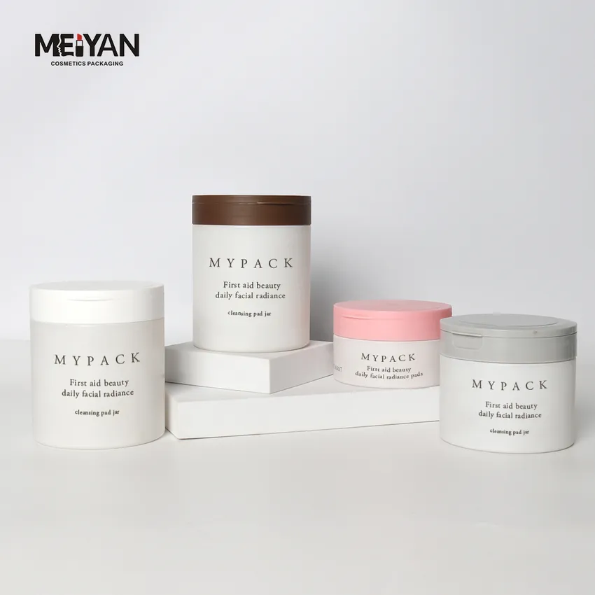 MYPACK high quality custom 200ml 250ml 350ml pet empty eye cream packaging jars with flip top cap for skin care