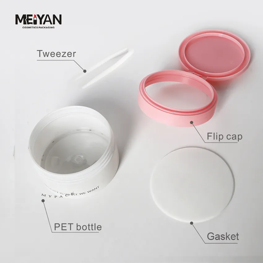 MYPACK high quality custom 200ml 250ml 350ml pet empty eye cream packaging jars with flip top cap for skin care