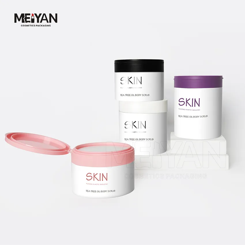 MYPACK high quality custom 200ml 250ml 350ml pet empty eye cream packaging jars with flip top cap for skin care