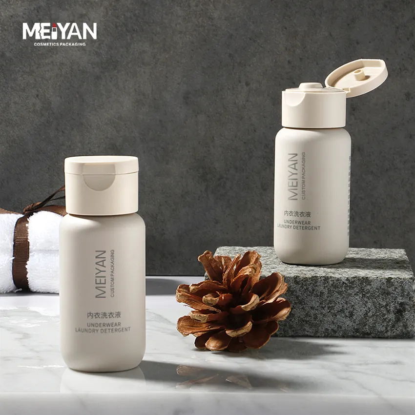 MYPACK luxury matte frosted soft touch khaki shampoo conditioner and body lotion gel plastic bottle set