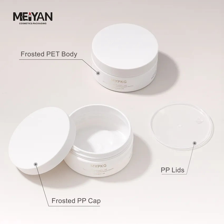 MYPACK luxury empty round plastic pet jar 100g frosted white cosmetic hair cream face mask jar body butter containers