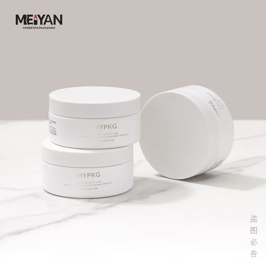 MYPACK luxury empty round plastic pet jar 100g frosted white cosmetic hair cream face mask jar body butter containers