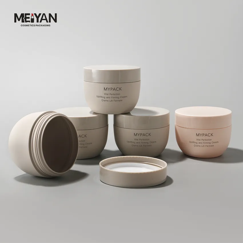 MYPACK suede frosted khaki beige plastic 200ml 250ml 300ml bowl shape luxury cosmetic body scrub butter container hair mask jar