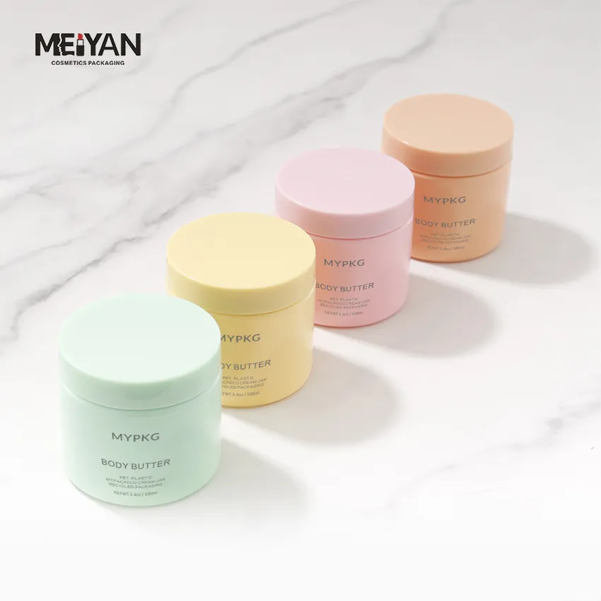 MYPACK light green pink yellow orange color hair butter jars 120ml 180ml 250ml coloured pet cosmetic jars with lids