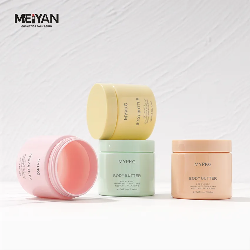 MYPACK light green pink yellow orange color hair butter jars 120ml 180ml 250ml coloured pet cosmetic jars with lids