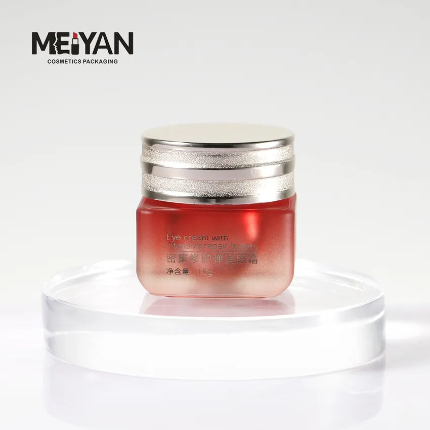 MYPACK high professional customized red square body butter face cream glass jar with metal cap 15ml 30ml