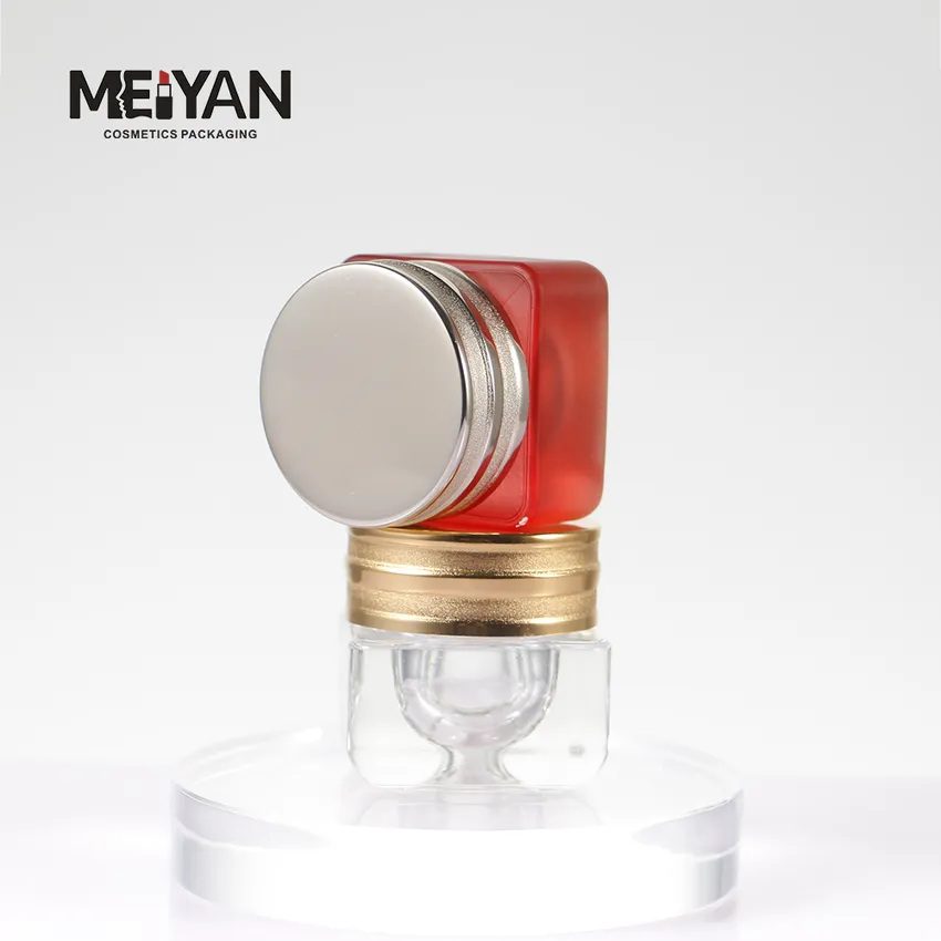 MYPACK high professional customized red square body butter face cream glass jar with metal cap 15ml 30ml