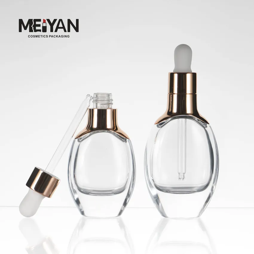 MYPACK luxury unique custom transparent skin care cosmetics glass bottle with dropper 15ml 30ml 50ml