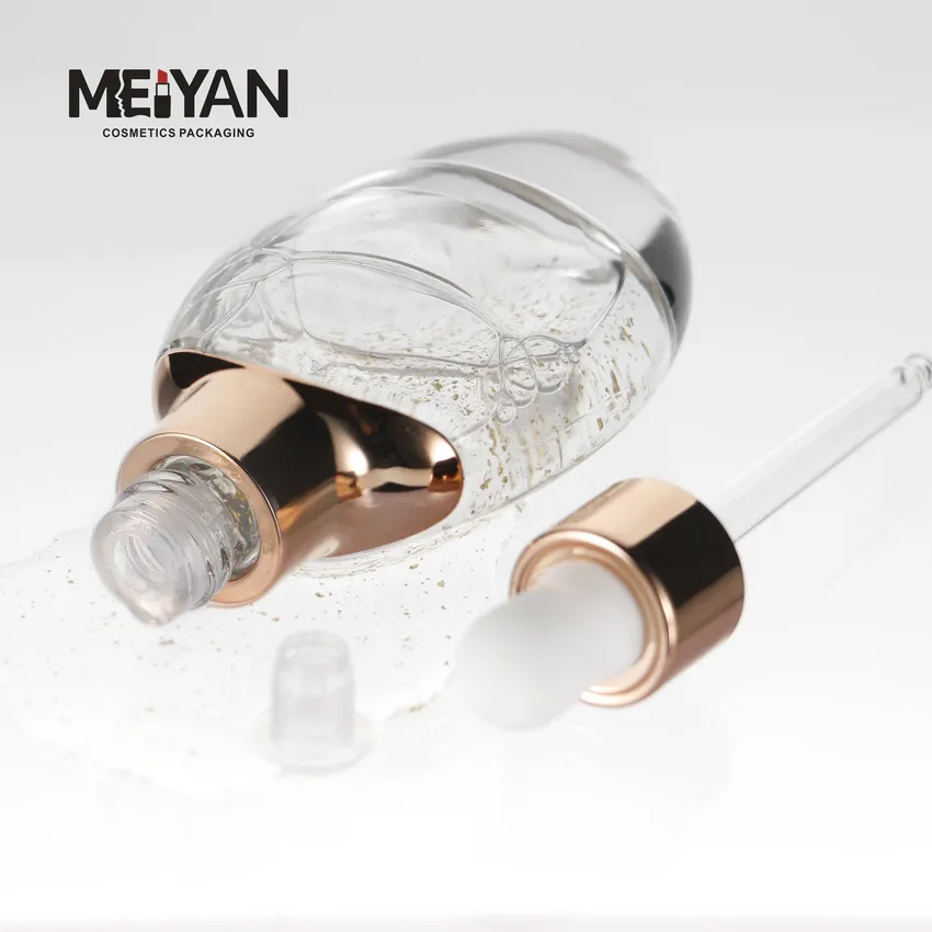 MYPACK luxury unique custom transparent skin care cosmetics glass bottle with dropper 15ml 30ml 50ml