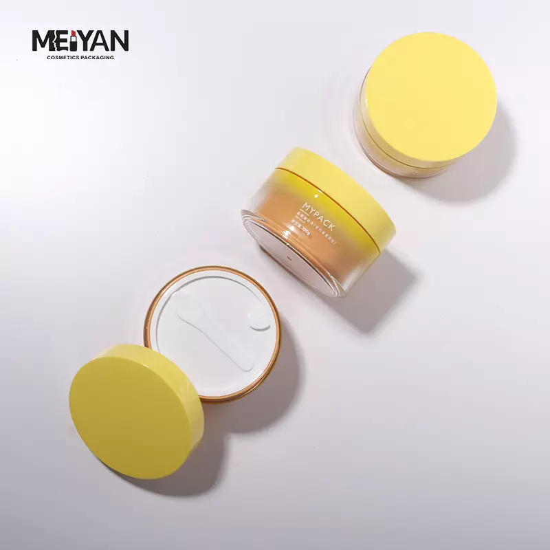 MYPACK custom empty 200g 6.7oz yellow double wall PP acrylic plastic cosmetic face cream jars packaging with lids