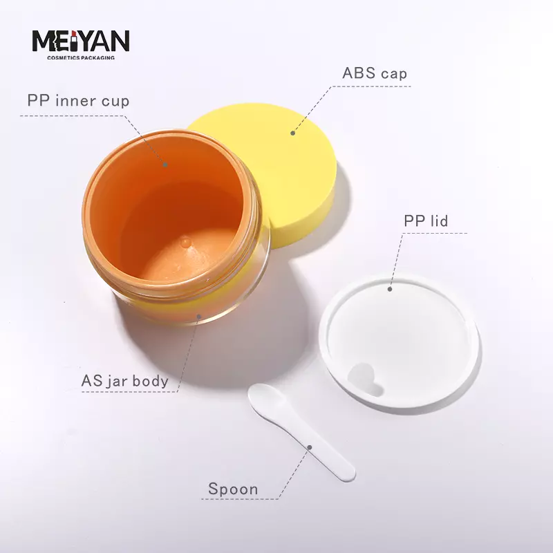 MYPACK custom empty 200g 6.7oz yellow double wall PP acrylic plastic cosmetic face cream jars packaging with lids