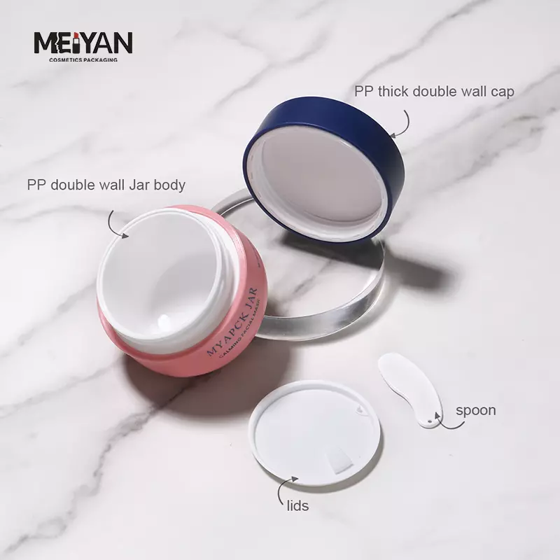 MYPACK luxury 50g 1.7oz cute matte pink pp plastic double wall jars for skincare creams and lotions body butter