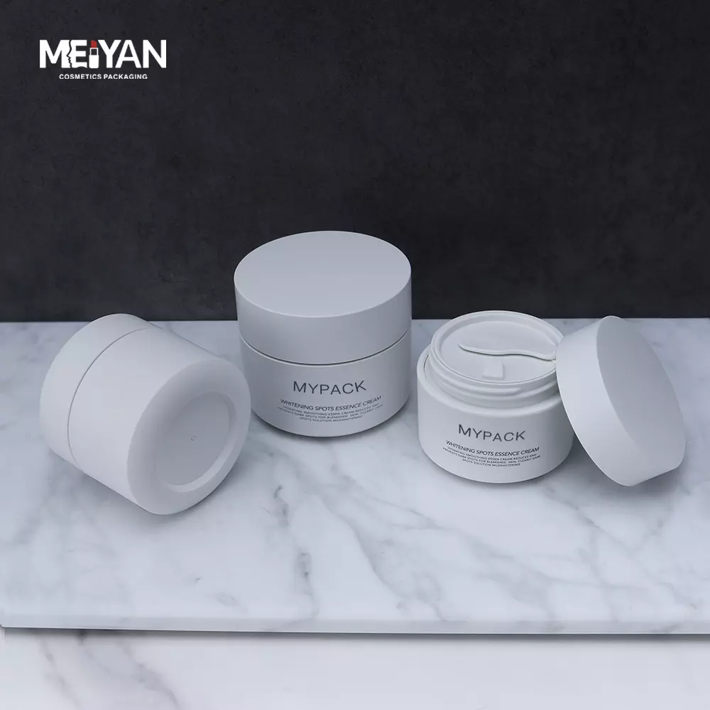 MYPACK luxury double wall 50g 100g caco3 plastic white wheat straw biodegradable cosmetic jar containers cream jars with lids