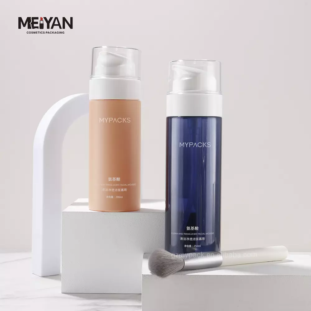 MYPACK empty custom logo pet plastic foam facial cleanser pump bottle pink hair foam mousse soap dispenser bottle 200ml 250ml