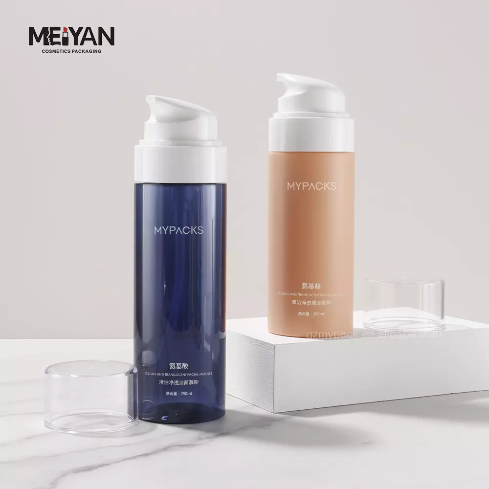 MYPACK empty custom logo pet plastic foam facial cleanser pump bottle pink hair foam mousse soap dispenser bottle 200ml 250ml