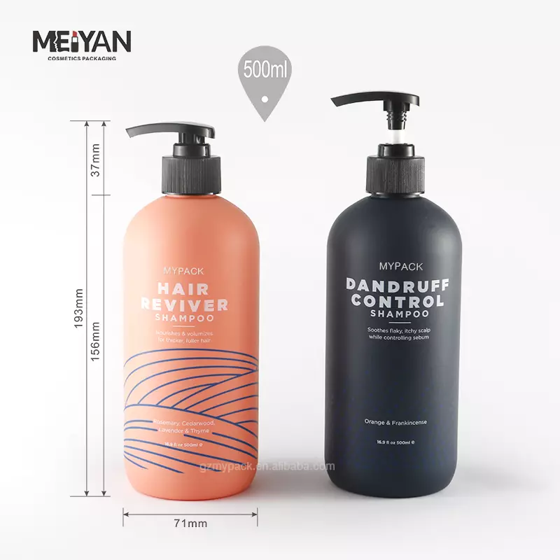 MYPACK round 16.9 oz 500ml silicone rubber black plastic shampoo hand wash liquid soap bottle with black plastic pump head