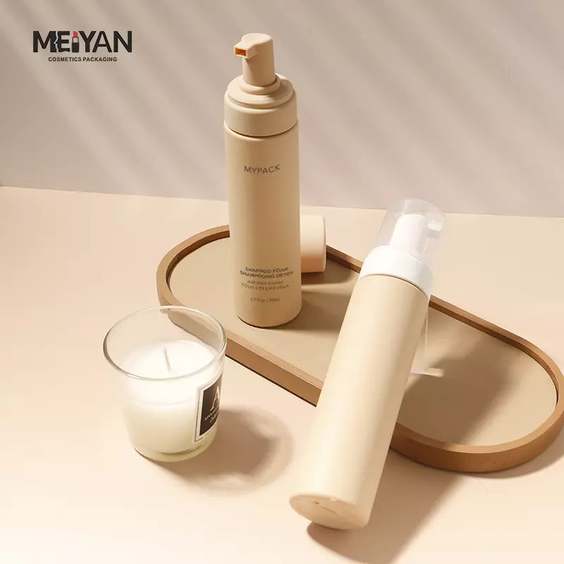 MYPACK luxury custom empty soft touch 150ml 200ml 250ml face wash cleaning hair shampoo foam mouse pump bottle packaging