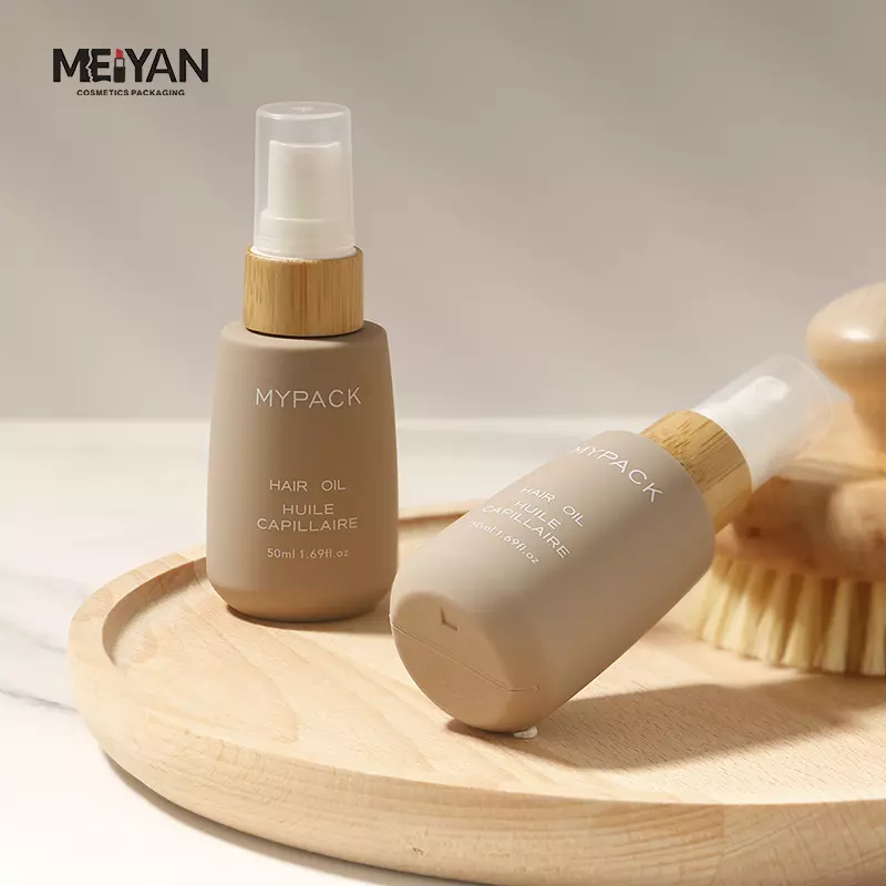 MYPACK luxury empty soft touch plastic 40ml 50ml 60ml frosted small brown bottle essential oil serum dropper bottle