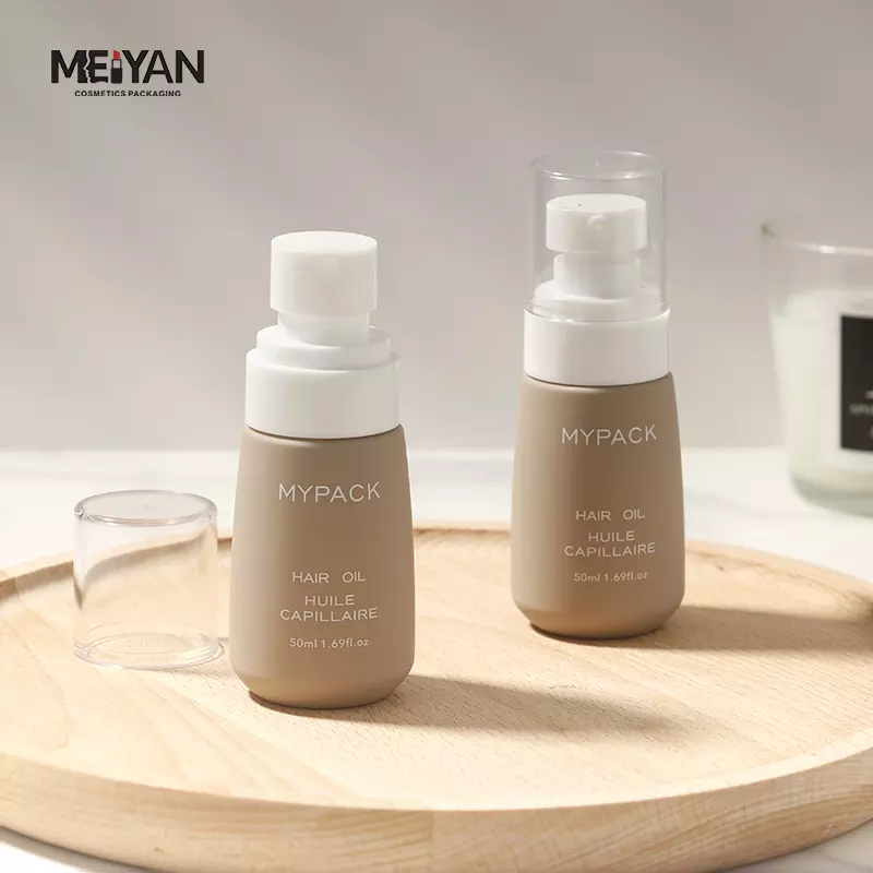 MYPACK luxury empty soft touch plastic 40ml 50ml 60ml frosted small brown bottle essential oil serum dropper bottle