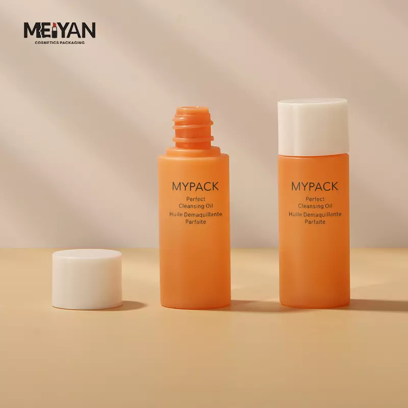 MYPACK custom flat shoulder pet plastic orange travel 0.5oz 15ml skincare face serum toner essence oil screw cap bottle