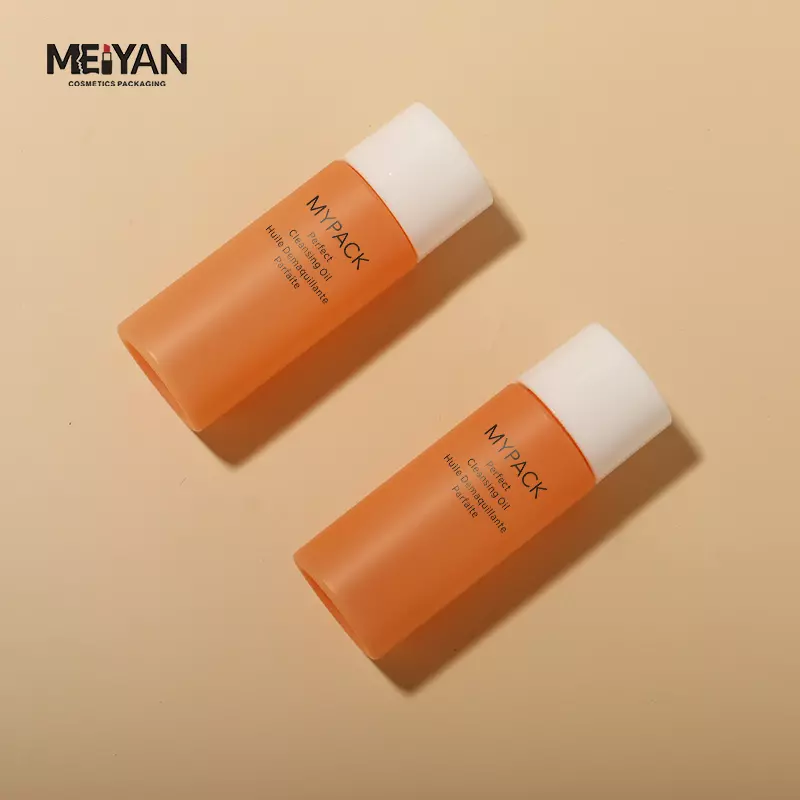 MYPACK custom flat shoulder pet plastic orange travel 0.5oz 15ml skincare face serum toner essence oil screw cap bottle