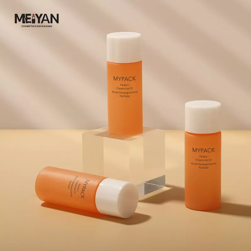 MYPACK custom flat shoulder pet plastic orange travel 0.5oz 15ml skincare face serum toner essence oil screw cap bottle