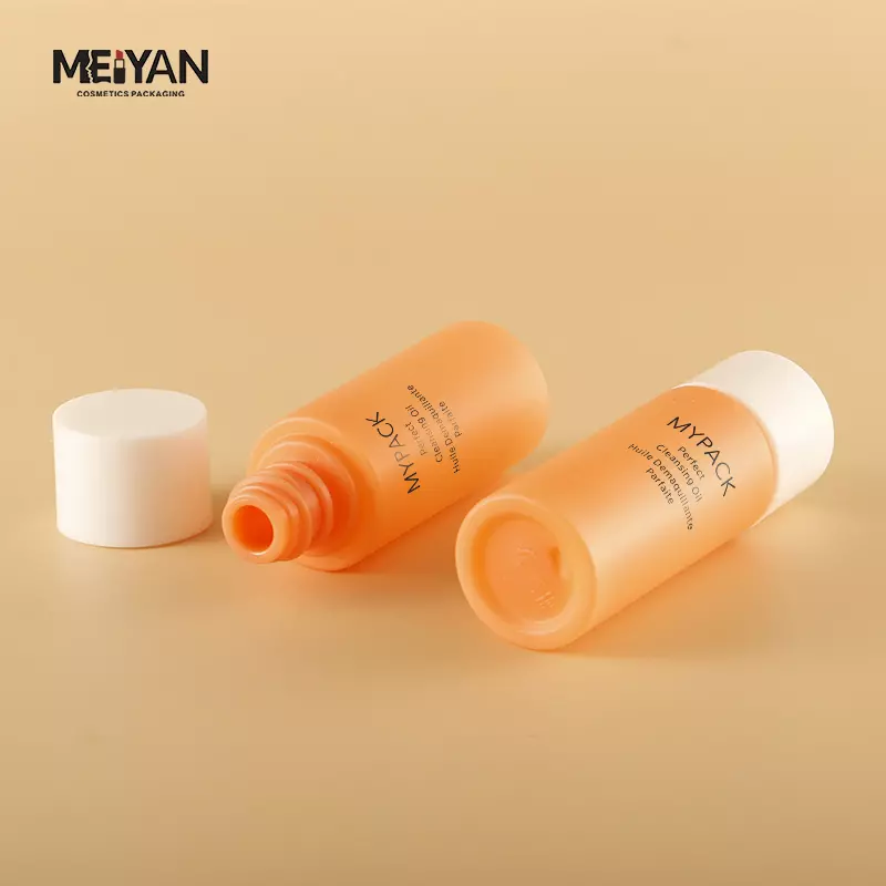 MYPACK custom flat shoulder pet plastic orange travel 0.5oz 15ml skincare face serum toner essence oil screw cap bottle