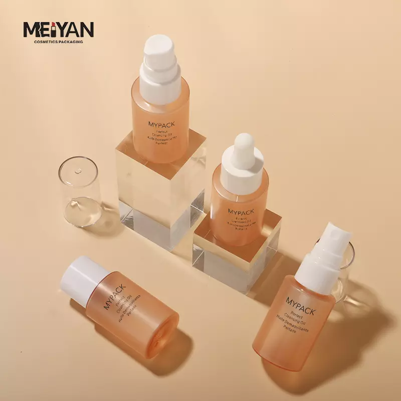 MYPACK semi transparent matte pink small travel pet plastic 30ml60ml skincare liquid face serum oil dropper bottle lotion toner