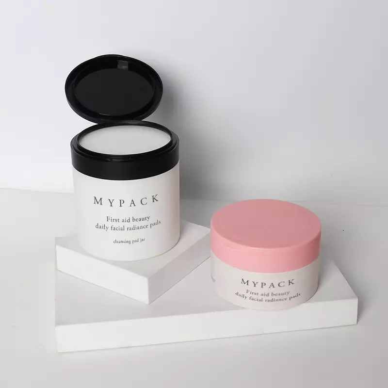 MYPACK PET frosted matte white 200ml 250ml 350ml plastic cosmetic cream jar with flip top cap for toner cotton pads