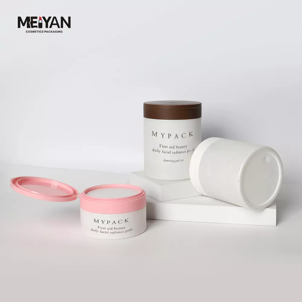 MYPACK PET frosted matte white 200ml 250ml 350ml plastic cosmetic cream jar with flip top cap for toner cotton pads