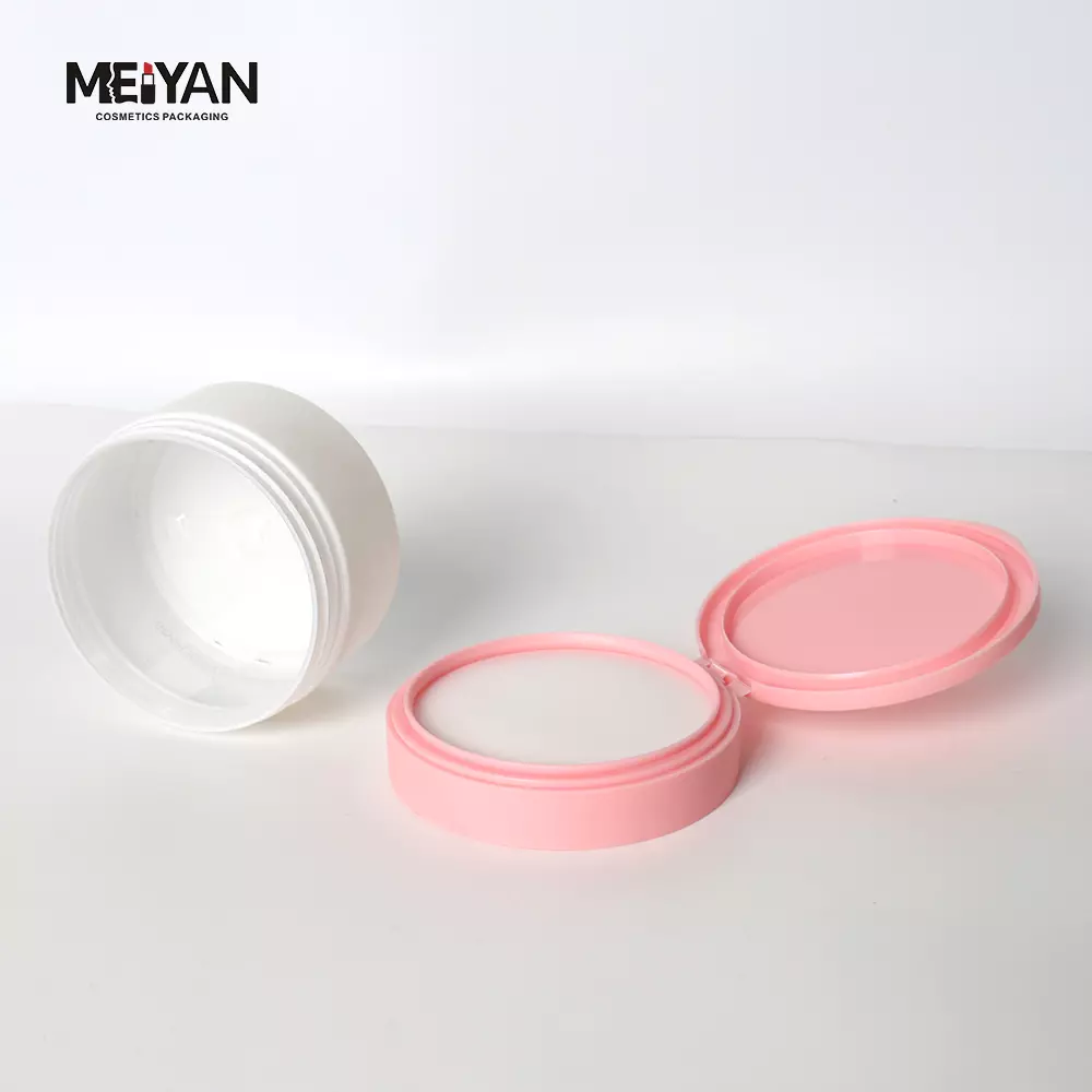 MYPACK PET frosted matte white 200ml 250ml 350ml plastic cosmetic cream jar with flip top cap for toner cotton pads