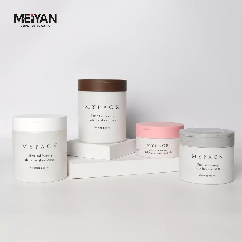 MYPACK PET frosted matte white 200ml 250ml 350ml plastic cosmetic cream jar with flip top cap for toner cotton pads