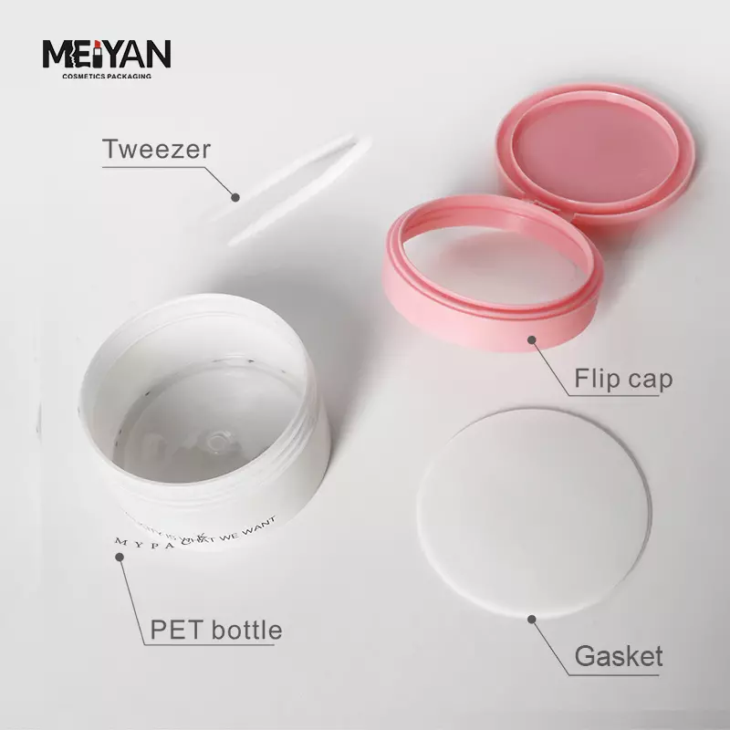 MYPACK PET frosted matte white 200ml 250ml 350ml plastic cosmetic cream jar with flip top cap for toner cotton pads