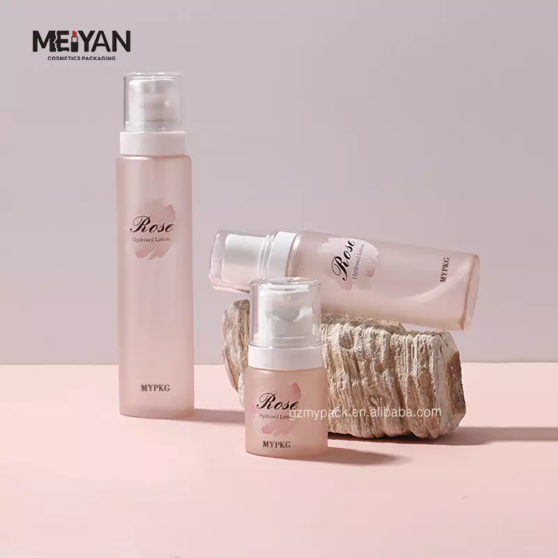 MYPACK luxury cylinder petg plastic clear pink facial toner body cosmetic fine mist spray bottle 45ml 60ml 120ml 150ml