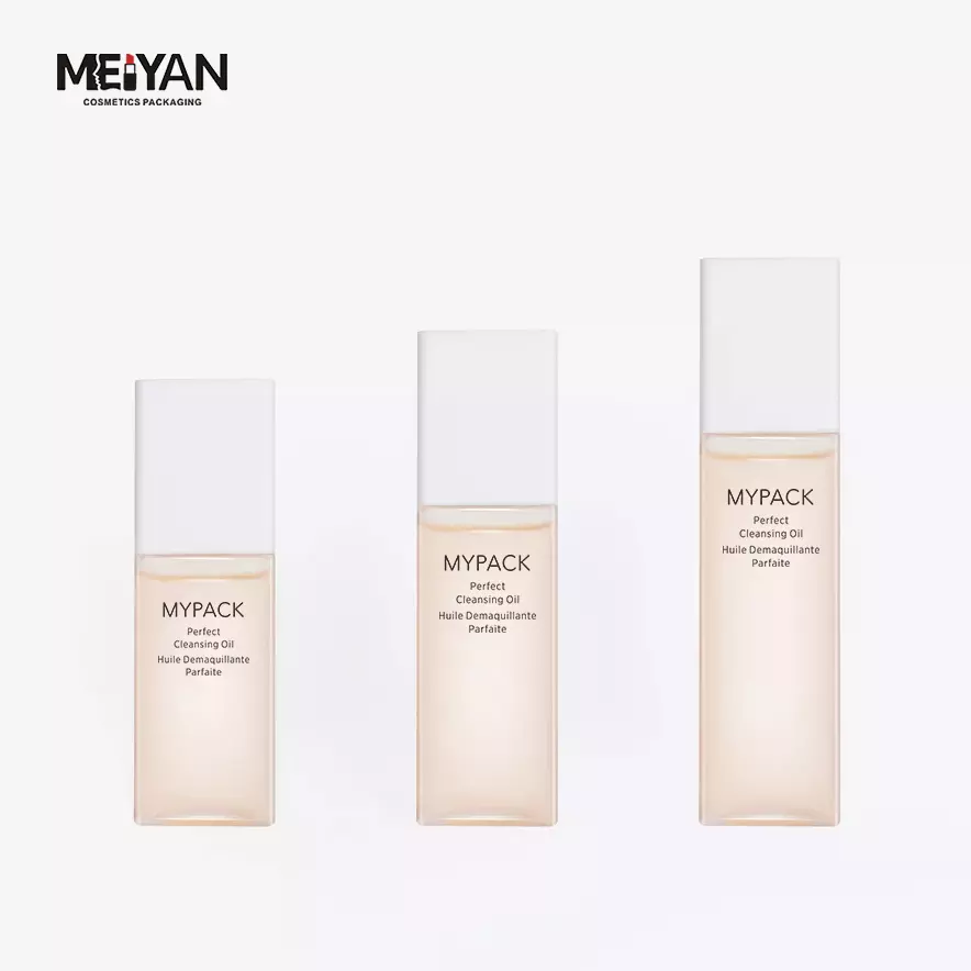 MYPACK luxury 100ml120ml140ml square PET thick wall cosmetic serum facial toner essence oil plastic bottle with lids