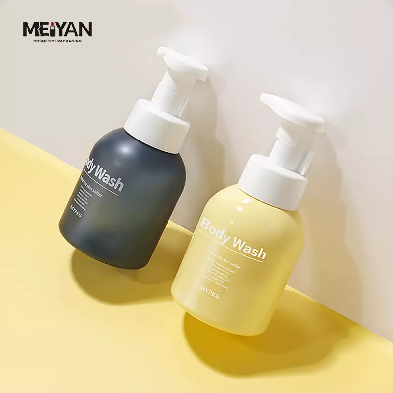 MYPACK yellow round shoulder pet 300ml empty baby wash foam soap dispenser bottle pump soap foaming dispenser for kids