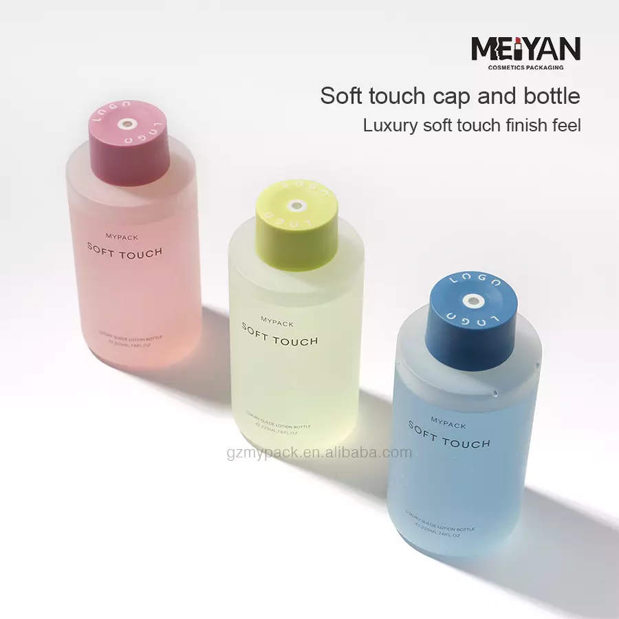 MYPACK soft touch pink silicone HDPE plastic squeeze serum skin care 350ml 450ml bottle with unique twist lock screw cap