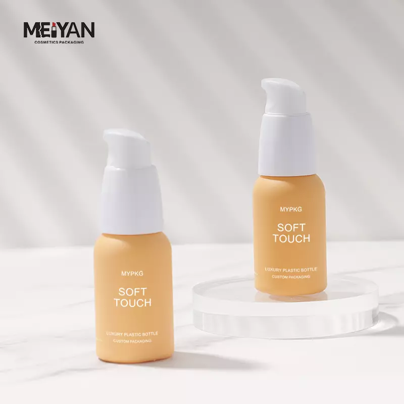 MYPACK soft touch 30ml orange hdpe refillable portable plastic silicone travel size bottle set for skincare serum oil packaging