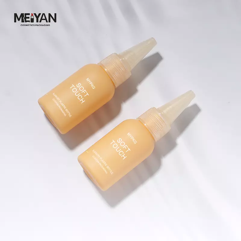 MYPACK round silicone refillable travel small Beige 30ml 60ml cosmetic packaging pe squeeze bottle with flip top cap