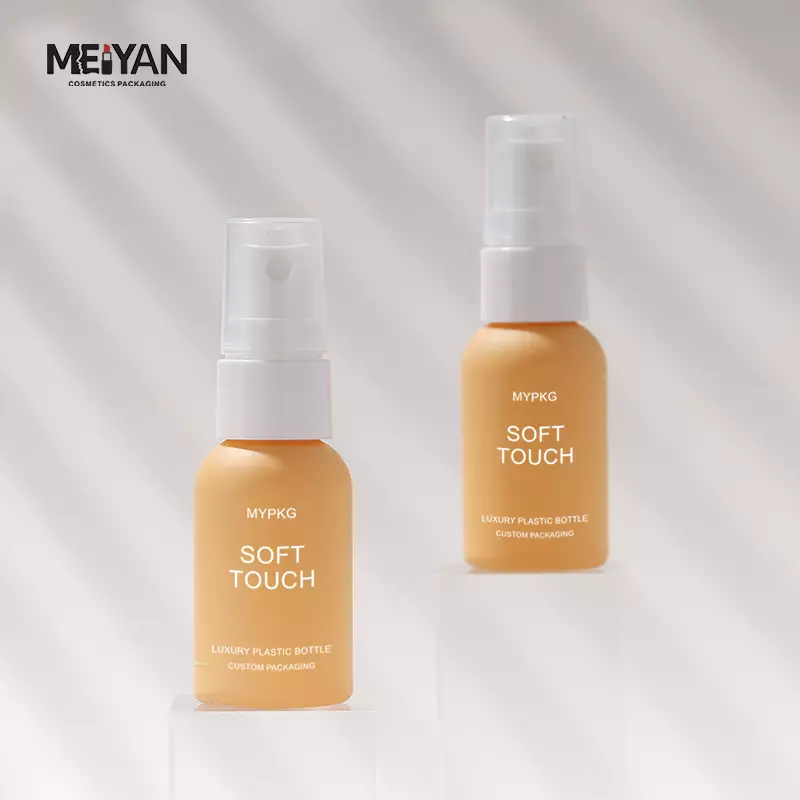 MYPACK soft touch 30ml orange hdpe refillable portable plastic silicone travel size bottle set for skincare serum oil packaging