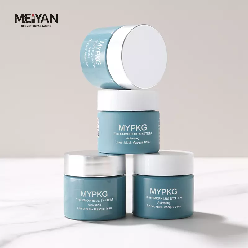 MYPACK luxury small dark green jar 15ml plastic cream jar round plastic pet cosmetic jars with silver lid